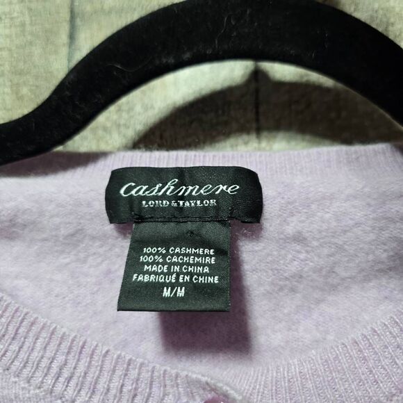 Lord & Taylor Lavender Cashmere Sweater Cardigan - Picture 3 of 3